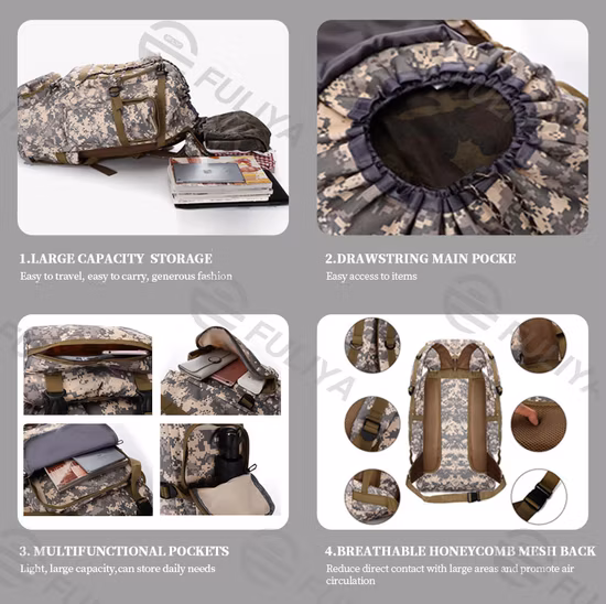 Mochila de senderismo para escalada al aire libre, mochila militar táctica Multicam para viajes